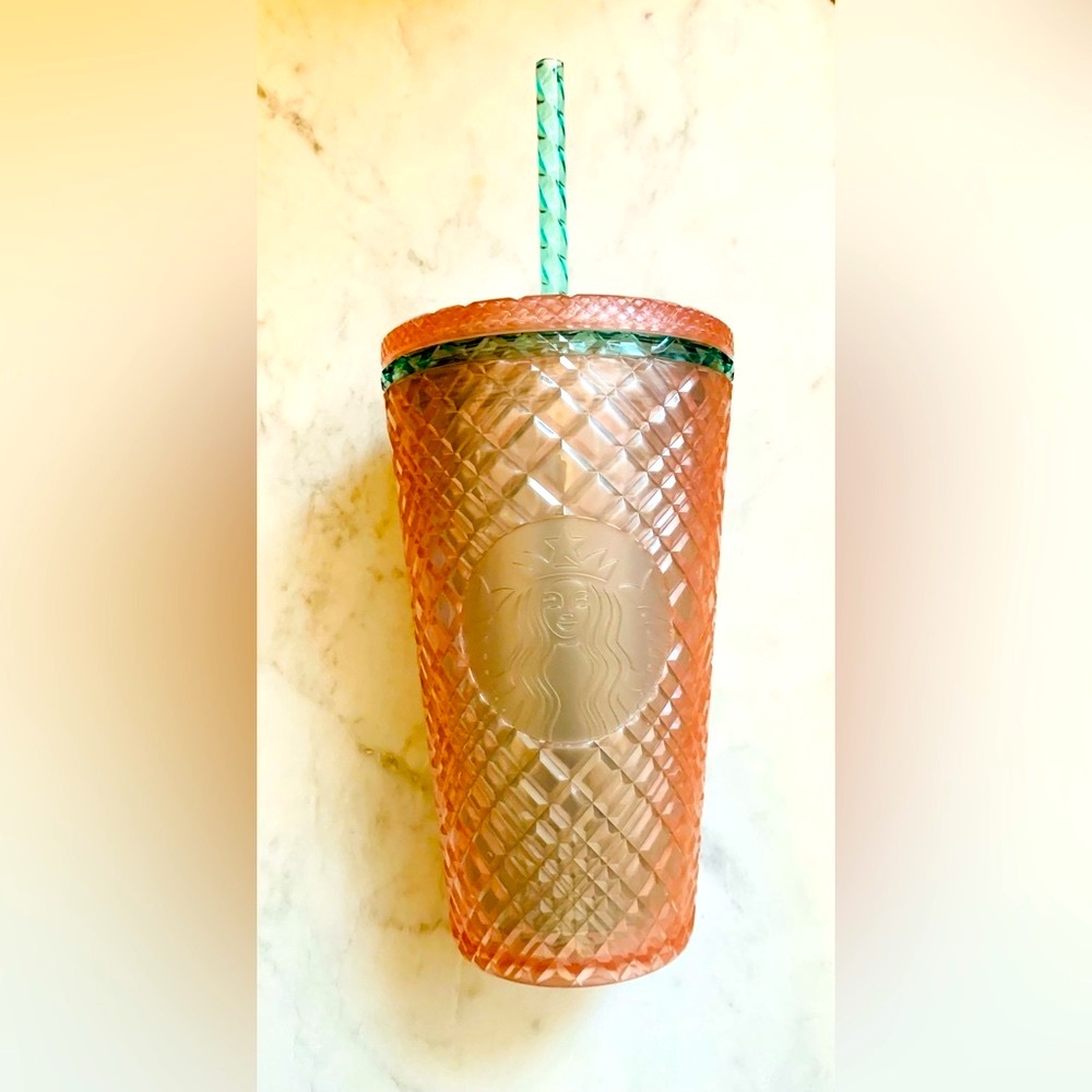 NWT Starbucks 2023 Peach Grid Tumbler - Venti